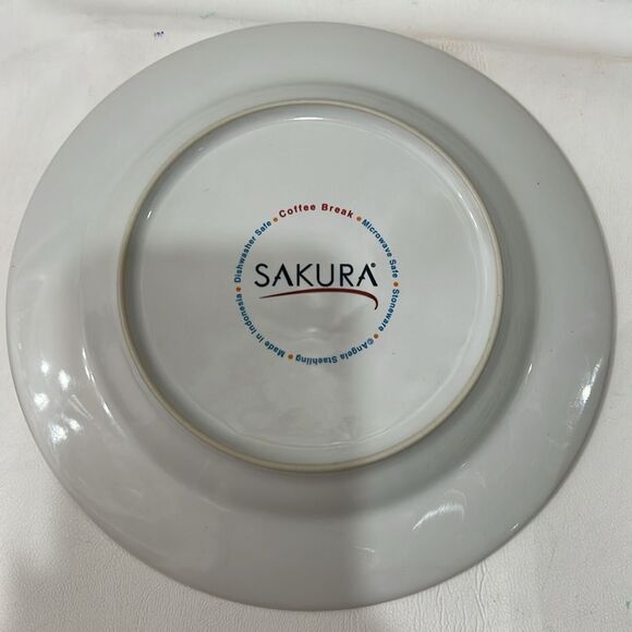 Sakura Coffee Break Plates set 4 Paris Cafe New York Caffe Expresso 8 In Round - Picture 5 of 11